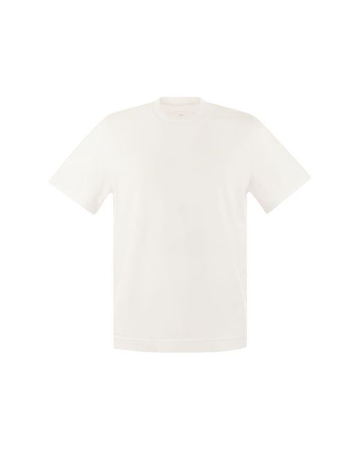 Fedeli White Short-sleeved Cotton T-shirt for men