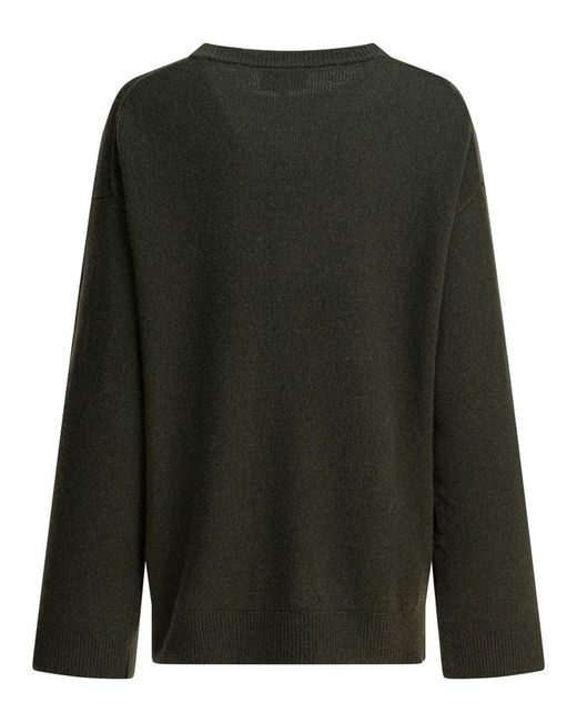 Ganni Gray Wool-Blend Crew-Neck Sweater