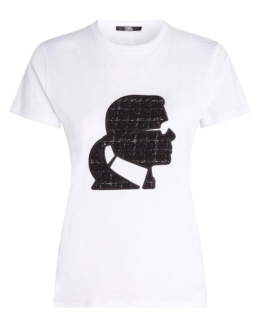 Karl Lagerfeld White Profile Crew-neck T-shirt