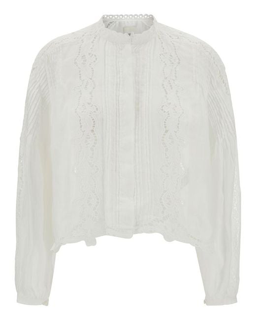 Isabel Marant White Shirt With Embroideries In Ramie Woman