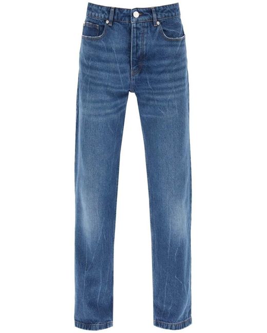 AMI Blue Loose Jeans With Straight Cut for men
