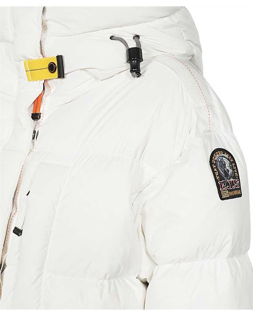 Parajumpers White Eira Long Hooded Down Jacket