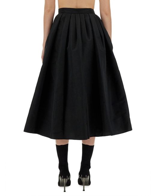 Alexander McQueen Black Gathered Midi Skirt
