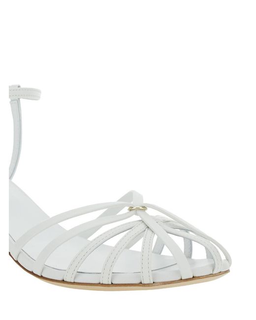Semicouture White Heeled Sandals With Cage Design