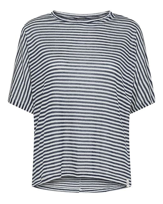 Peuterey Gray Linen And Viscose Blend T-Shirt With Striped Pattern