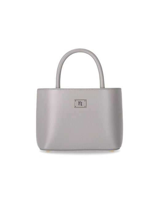 Elisabetta Franchi Gray Pearl Grey Small Shopping Bag