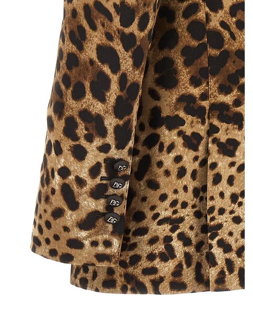 Dolce & Gabbana Brown Leopard-Print Wool Turlington Jacket