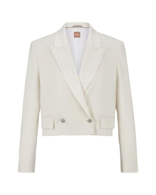 Boss White Oversized-fit Jacket In Responsible Virgin Wool