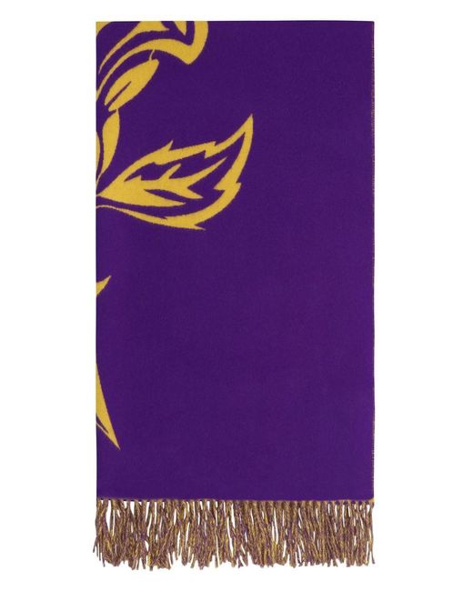 Burberry Purple Cashmere Scarf With Fringes