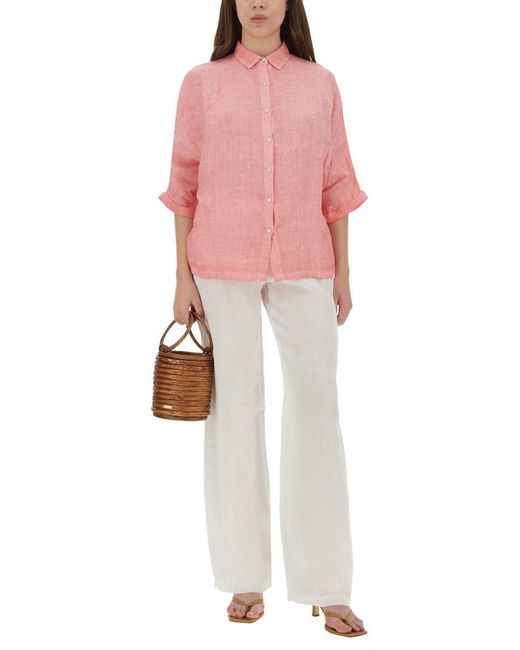 120% Lino White Linen Pants