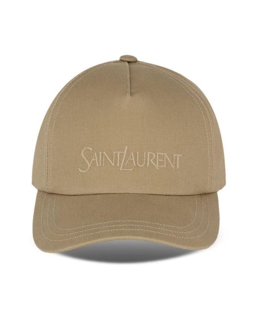 Saint Laurent Natural Logo-Embroidered Gabardine-Weave Cap for men