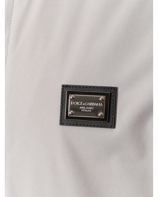 Dolce & Gabbana Gray Nylon Hooded Jacket for men