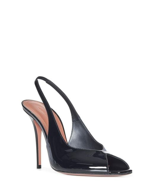 AMINA MUADDI Black Peep Toe Slingback Pumps