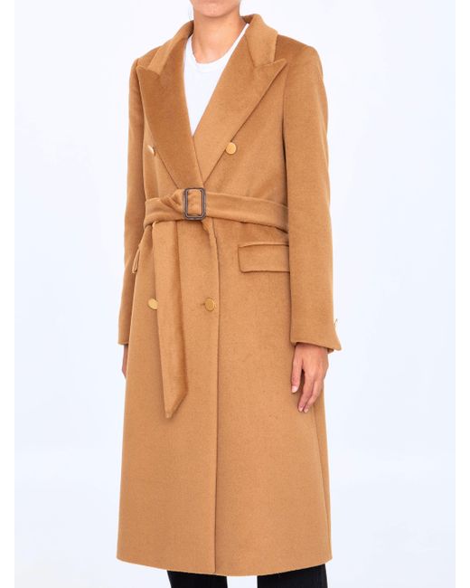 Tagliatore Angora Wool Coat in Brown | Lyst