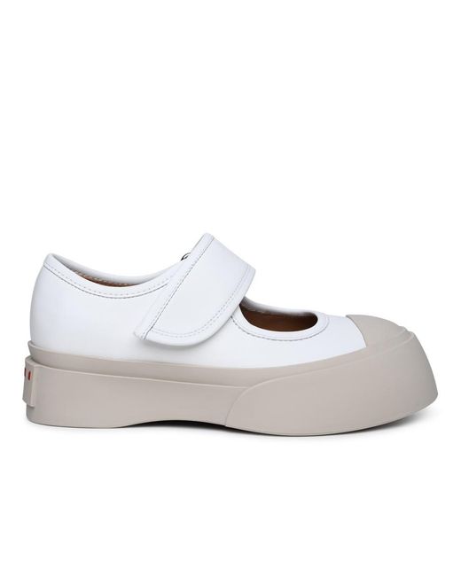Marni White Mary Jane Nappa Leather Sneakers