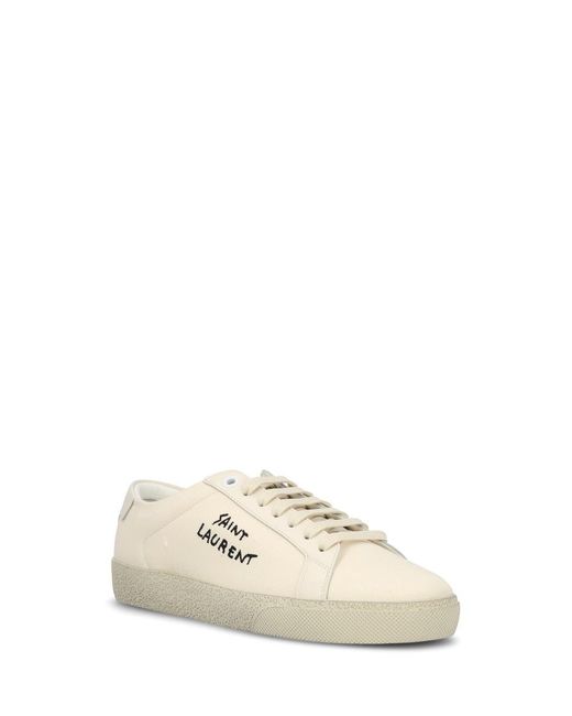 Saint Laurent Natural Court Classic Embroidered Sneakers