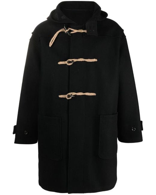 A.P.C. Black Wool Blend Duffle Coat for men