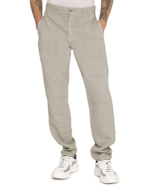 Aspesi Gray Linen Trousers for men