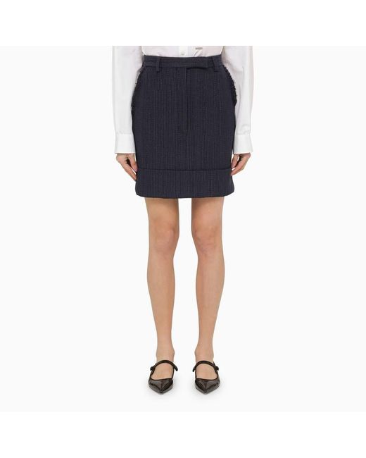Thom Browne Blue Cotton Blend Skirt
