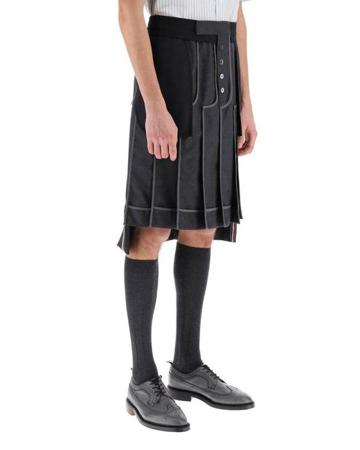Thom Browne Black Inside-Out Pleated Skirt for men