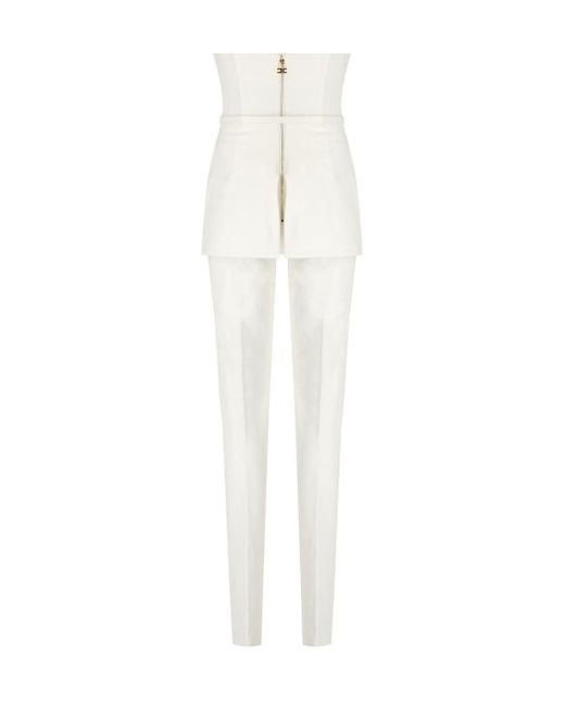 Elisabetta Franchi White Belted Jumpsuit