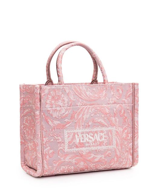 Versace Pink Athena Barocco Small Tote Bag
