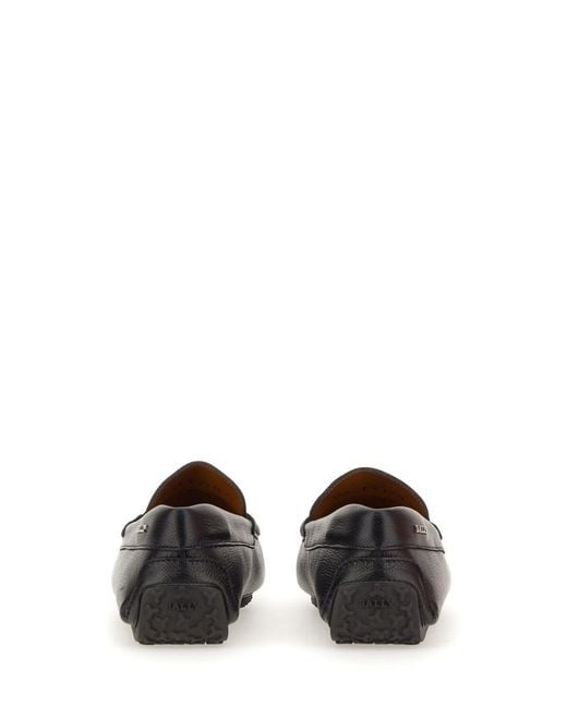 Bally White Leather Driver Moccasins With Rubber Sole for men