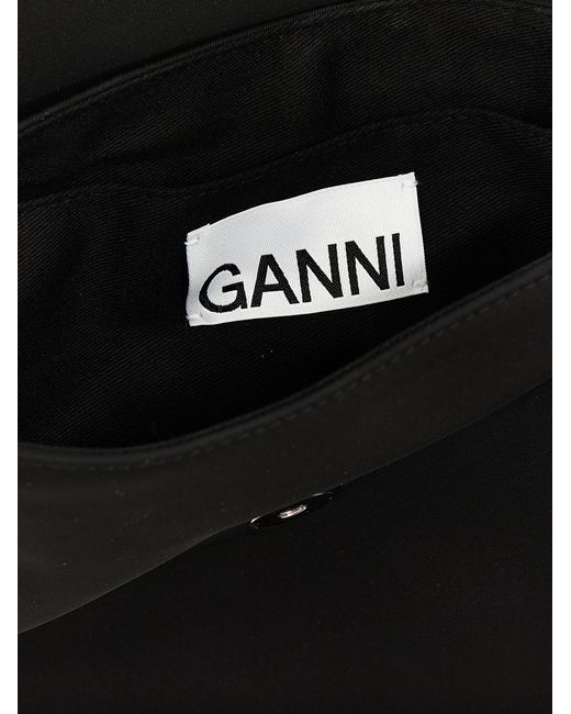 Ganni Black Knot Flap Over Shoulder Bag Shoulder Bags