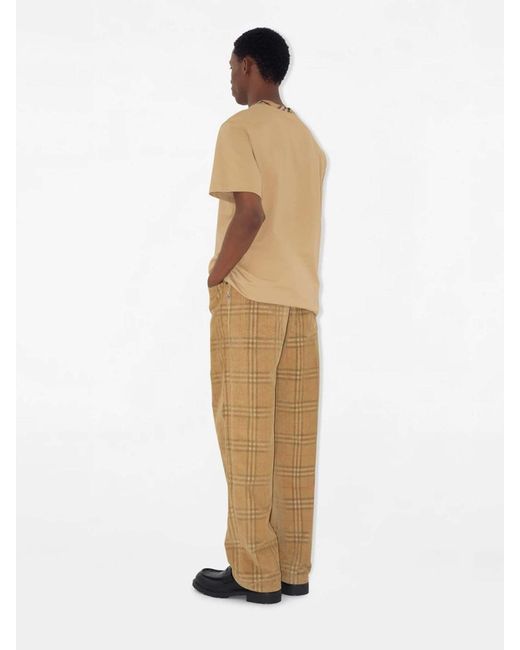 Burberry Natural Checked Corduroy Trousers for men