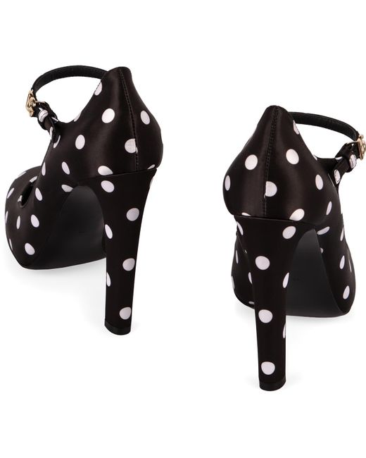 Dolce & Gabbana Black Bianca Polka-Dot Satin Pumps