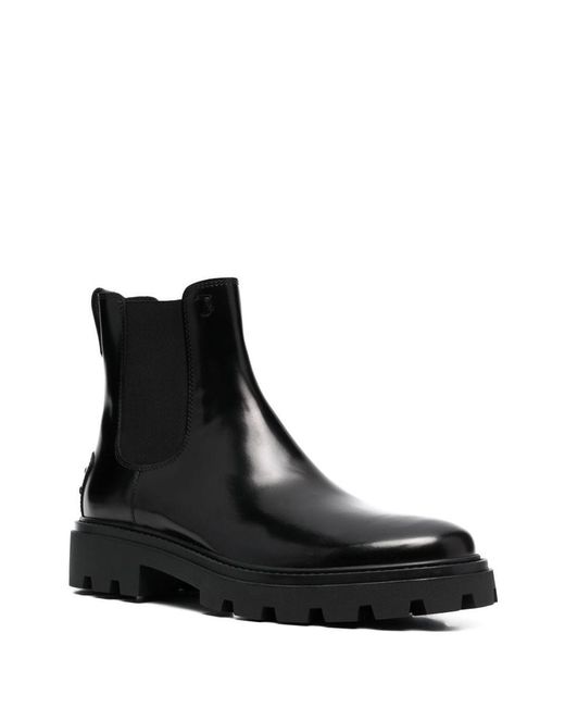 Tod's Black Chelsea Leather Ankle Boots for men