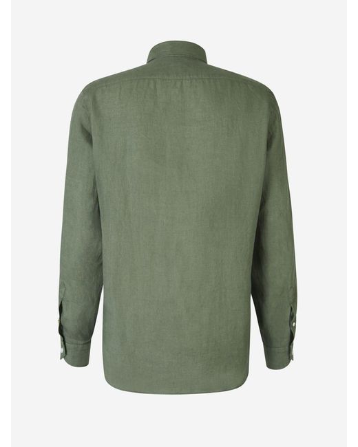 Vincenzo Di Ruggiero Green Plain Linen Shirt for men