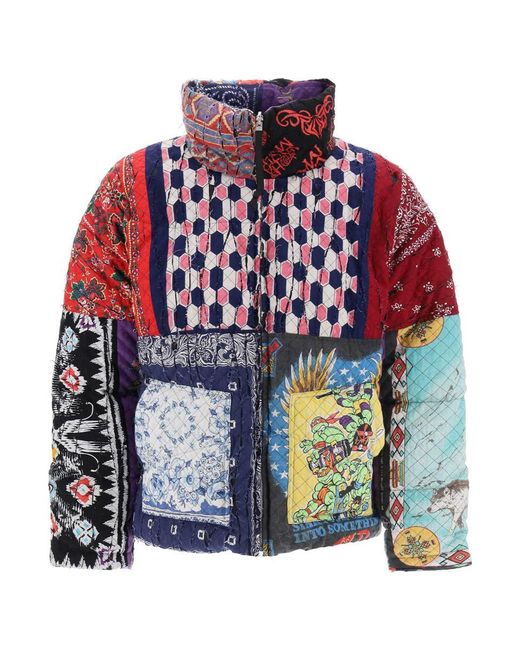 Children of the discordance Red Reversible Patchwork Down Jacket for men