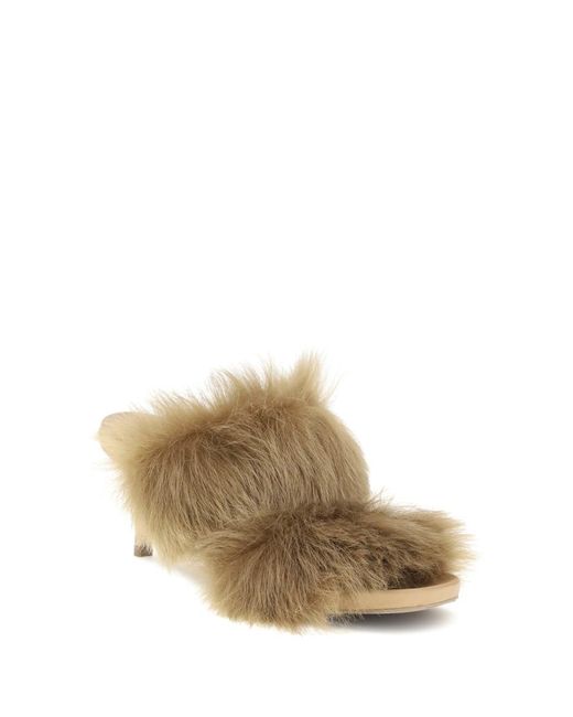 Pedro Garcia Natural Fur-trimmed Mules Sandals - Eu36/us6