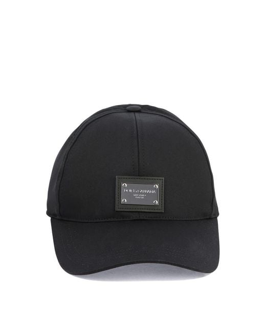 Dolce & Gabbana Black Baseball Cap With Branded Tag for men