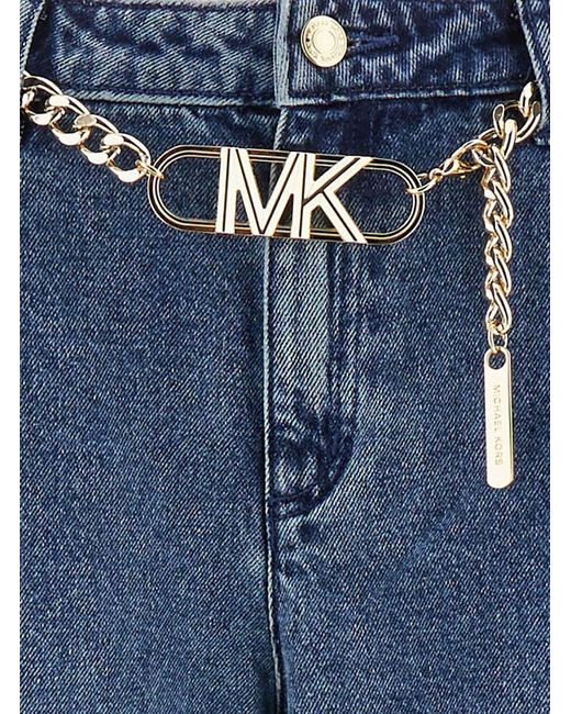 MICHAEL Michael Kors Blue Flared Jeans With Chain Belt