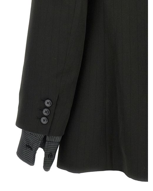 Martine Rose Black Striped Double-Breasted Blazer for men