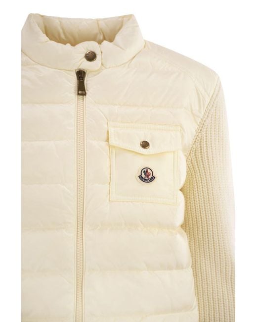 Moncler Natural Padded Wool Cardigan With Zip