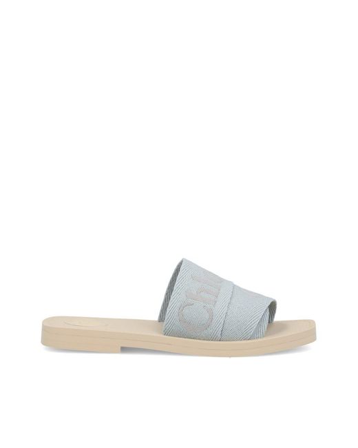 Chloé Gold Polyester Flat Sandals