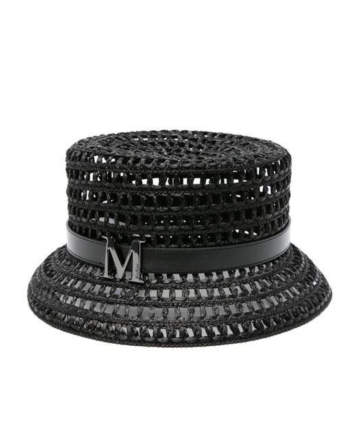 Max Mara Black Perforated Cloche Hat