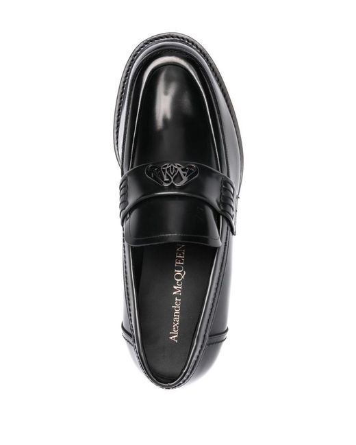 Alexander McQueen Black Seal Leather Loafers for men