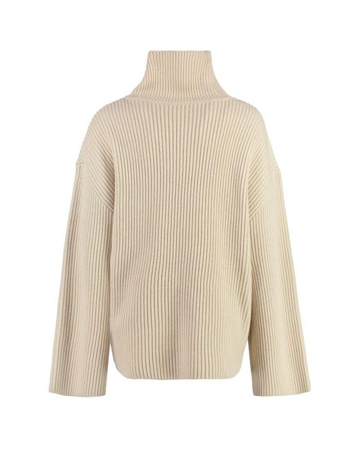 Totême  Natural Wool Turtleneck Sweater