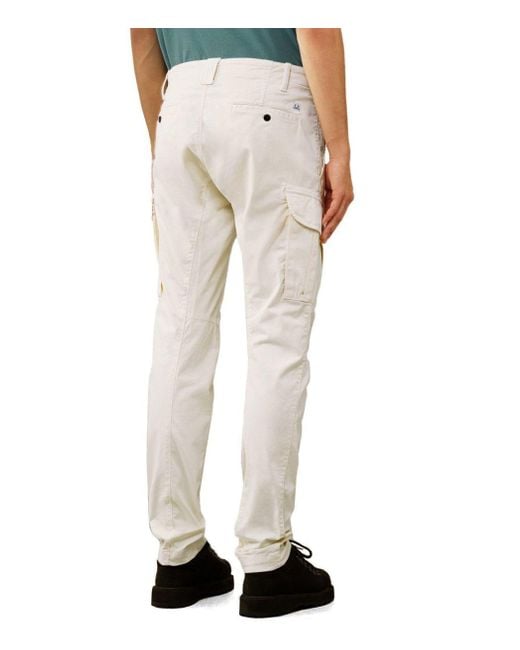 C P Company Natural Stretch Sateen Pistachio Shell Cargo Pants for men