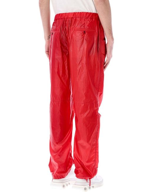 Ferragamo Red Drawstring Cargo Pants for men