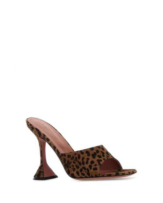 AMINA MUADDI Brown Printed Suede Lupita Mules