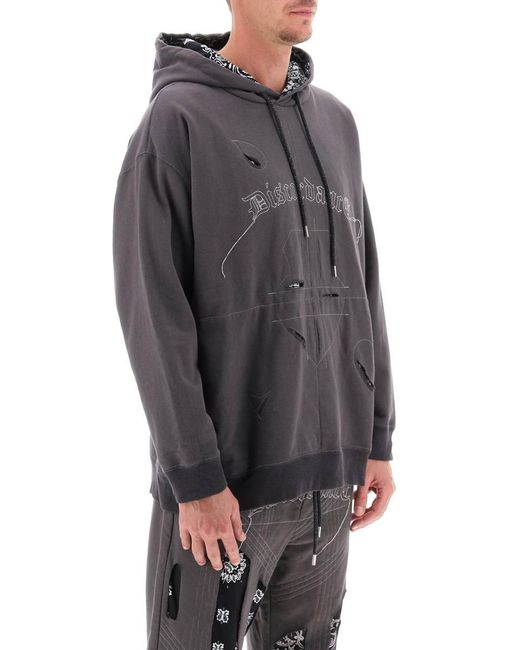 Children of the discordance Gray Hoodie With Bandana Detailing for men