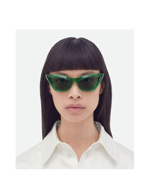 Bottega Veneta Green Bv1101S Linea Linea Minimalist Sunglasses