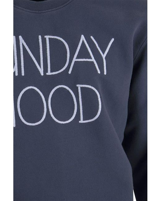 Mc2 Saint Barth Blue Cotton Sweatshirt With Sunday Mood Lettering for men