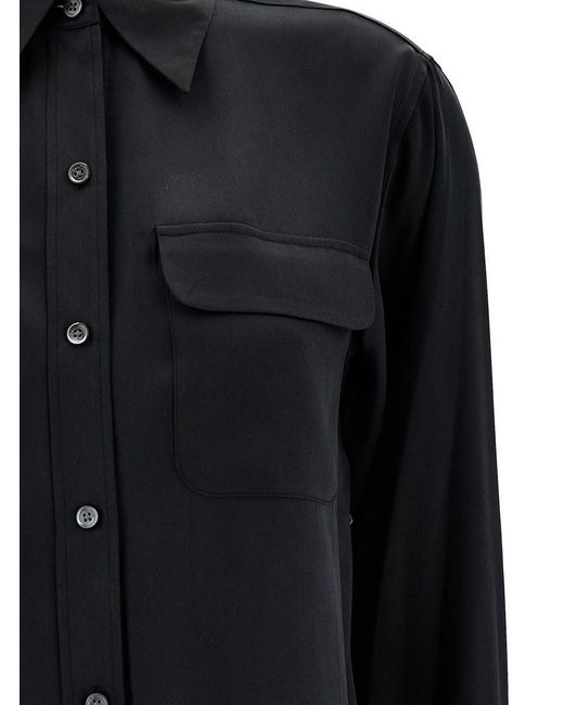Equipment 'signature' Black Shirt With Two Patch Pockets In Silk Woman