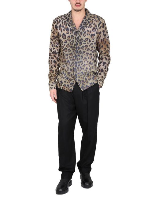 Balmain Gray Leopard Printed Pyjama Shirt for men